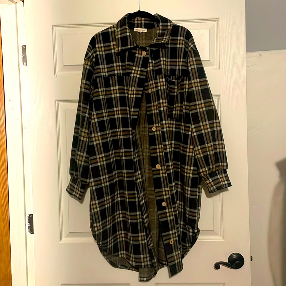 NWOT longline oversized plaid jacket / coat by Shop Stevie